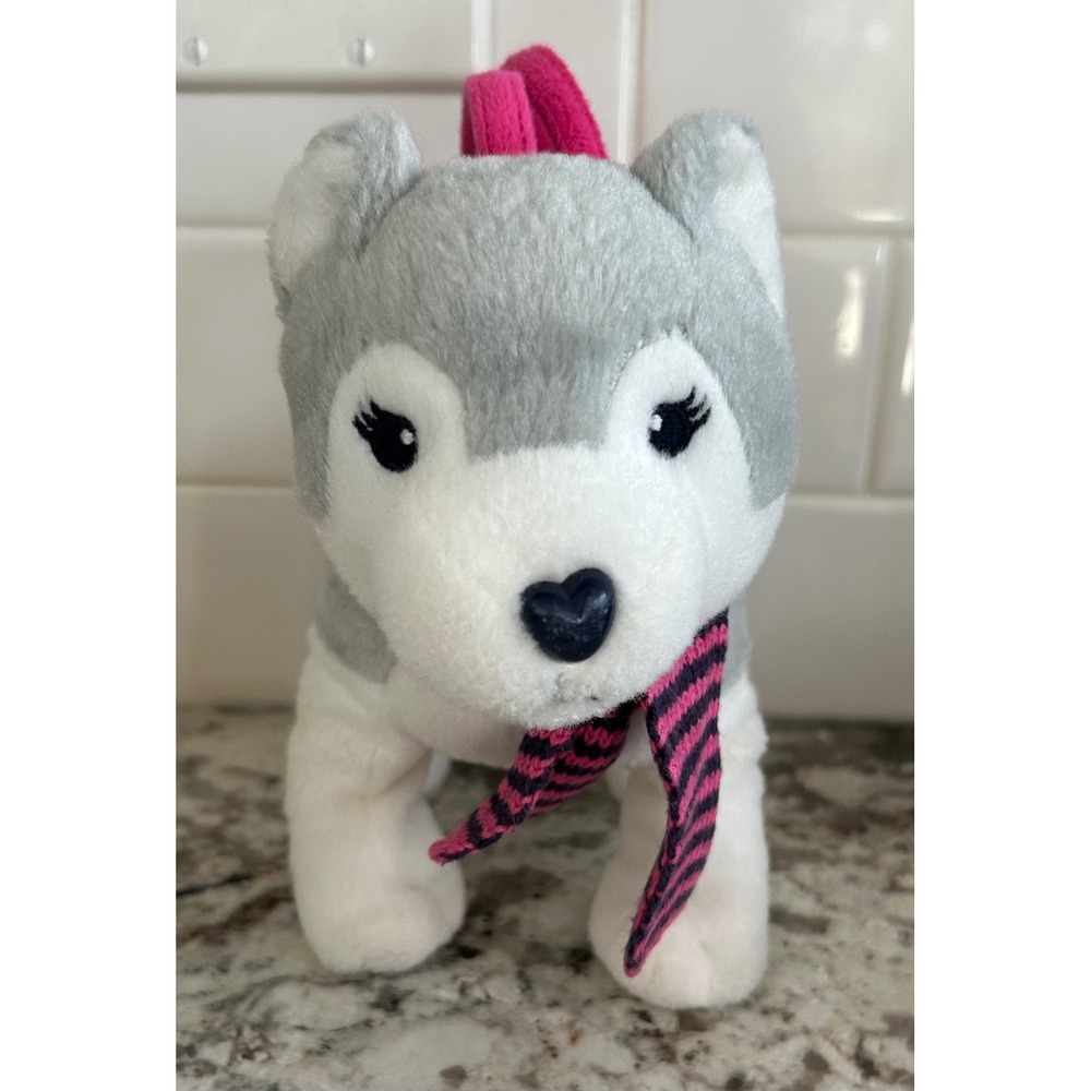 Gymboree Girl Gray White Husky Plush Bag Purse Toy 2015‎